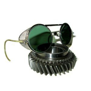 Antique Green Willson Sunglasses Goggles Vtg Rockabilly Steampunk Safety Glasses